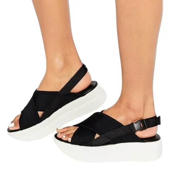 Vagabond Daria Chunky Platform Sandals 37 7 Slingback Neoprene Criss Cross Wedge
