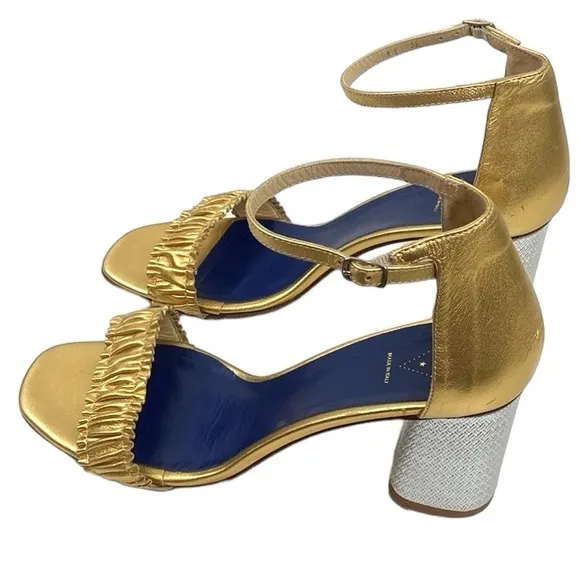 Valentina Rangoni Gold Silver Leather Sandals - Narrow Size 11