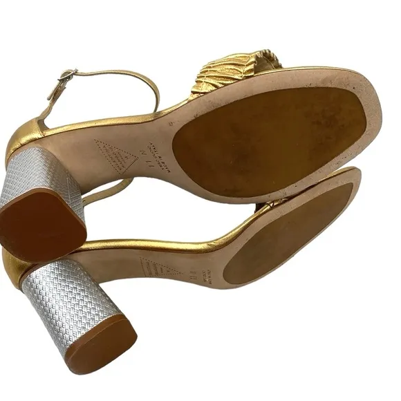 Valentina Rangoni Gold Silver Leather Sandals - Narrow Size 11