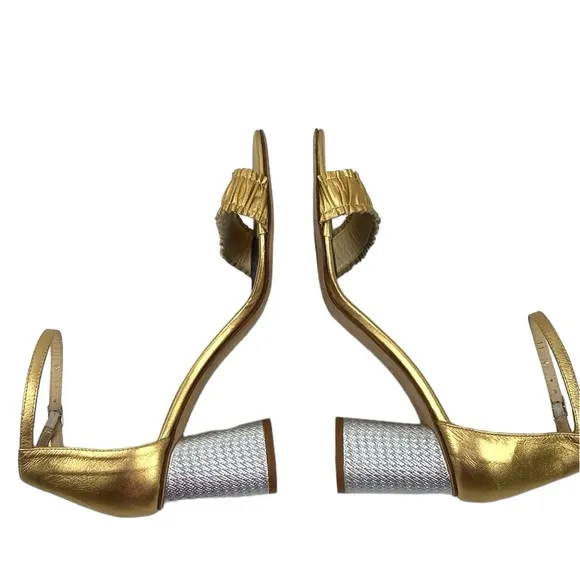Valentina Rangoni Gold Silver Leather Sandals - Narrow Size 11