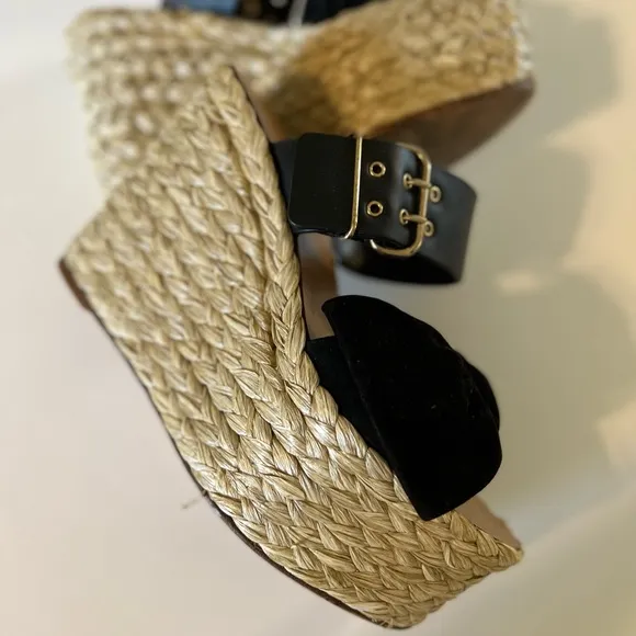 Valentino Bow And Leather Strap Wedges