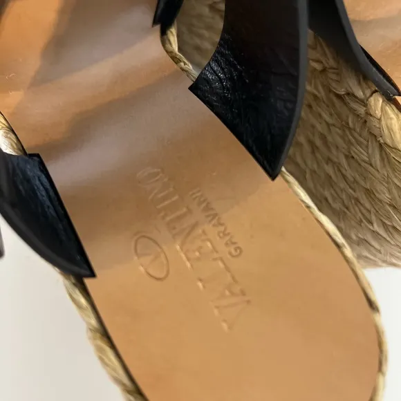 Valentino Bow And Leather Strap Wedges