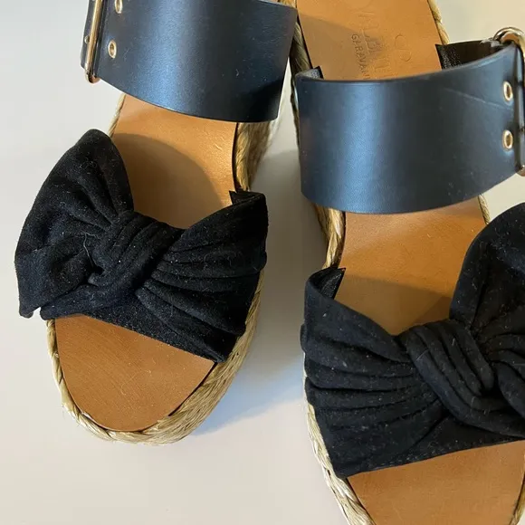 Valentino Bow And Leather Strap Wedges