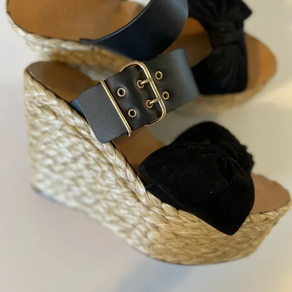Valentino Bow And Leather Strap Wedges
