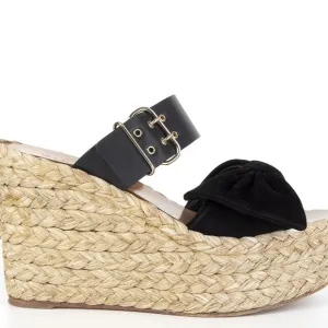 Valentino Bow And Leather Strap Wedges