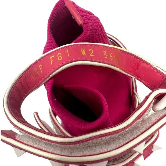Valentino Garavani Pink Rockstud Caged Sock Sneaker Size 36.5