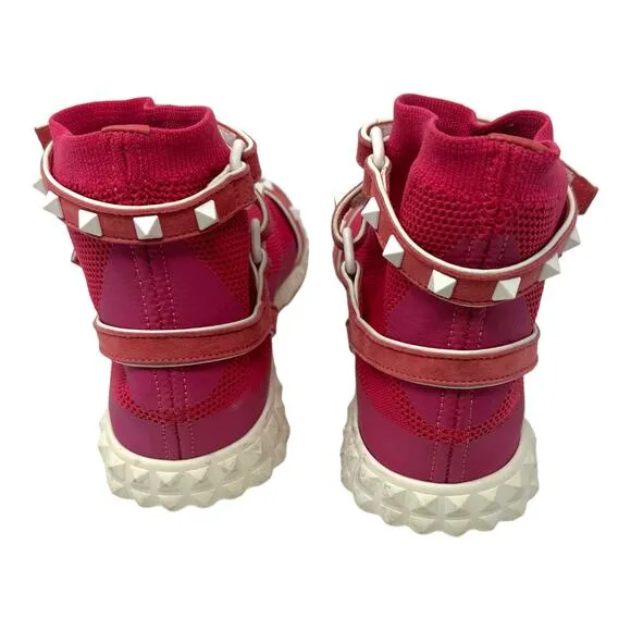 Valentino Garavani Pink Rockstud Caged Sock Sneaker Size 36.5