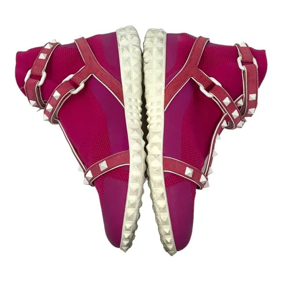 Valentino Garavani Pink Rockstud Caged Sock Sneaker Size 36.5