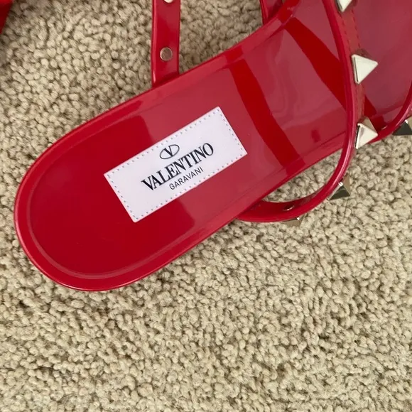 Valentino Rockstud Jelly Thong Slides