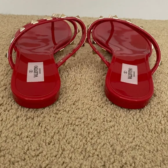 Valentino Rockstud Jelly Thong Slides