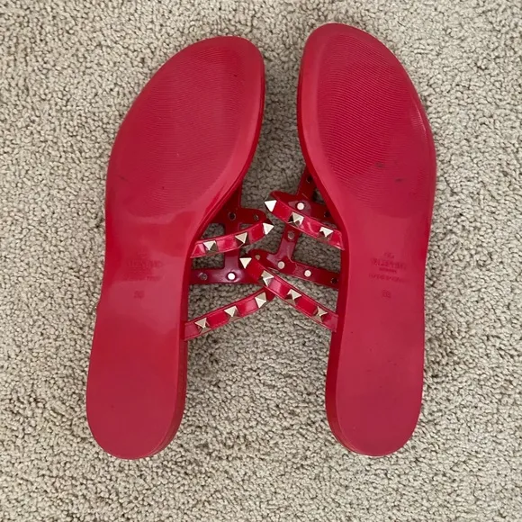 Valentino Rockstud Jelly Thong Slides