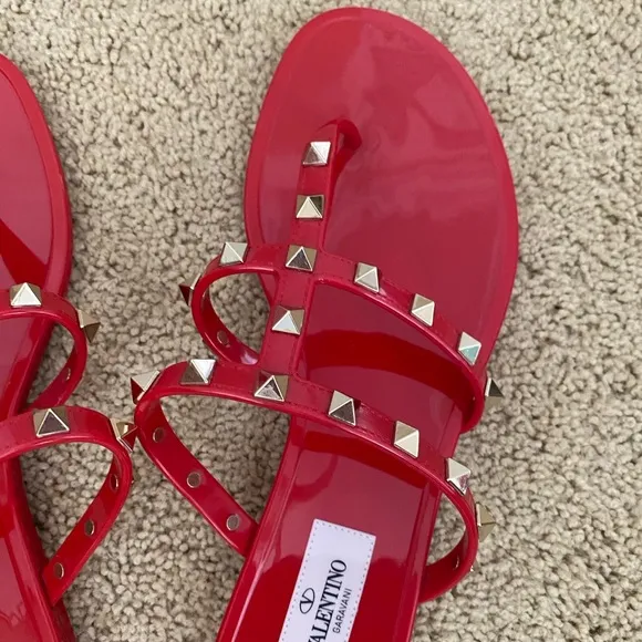 Valentino Rockstud Jelly Thong Slides