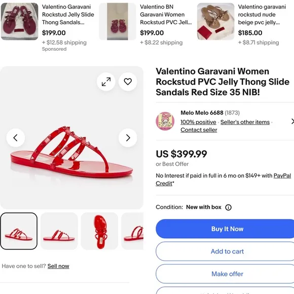 Valentino Rockstud Jelly Thong Slides