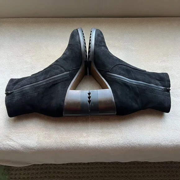 Vaneli Black Suede Leather Lug Sole Heeled Booties Boots Side Zip Women’s 12 M