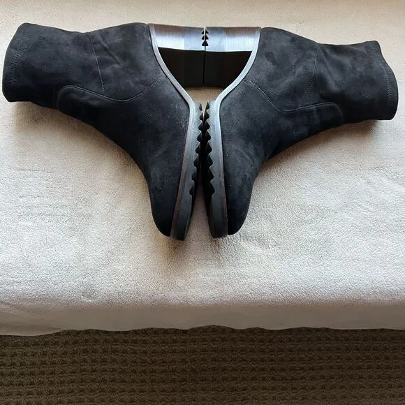 Vaneli Black Suede Leather Lug Sole Heeled Booties Boots Side Zip Women’s 12 M
