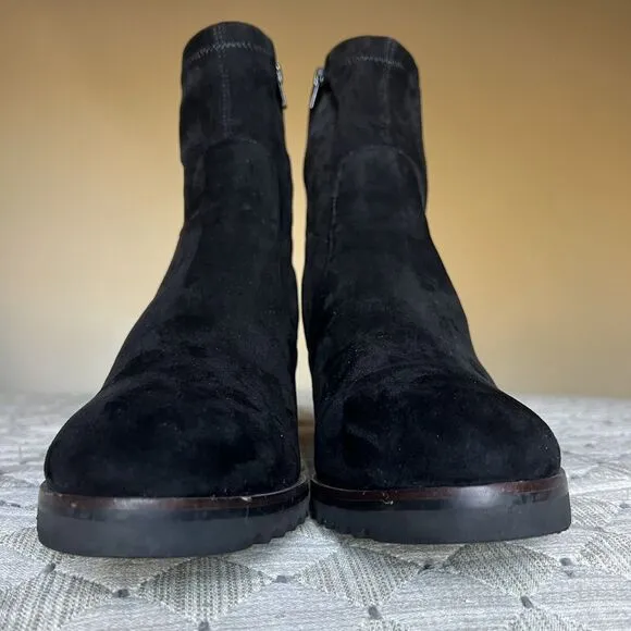 Vaneli Black Suede Leather Lug Sole Heeled Booties Boots Side Zip Women’s 12 M