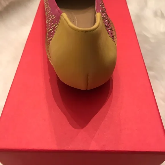 VANELI Suzon magenta yellow color block nabuk ballet flats gold studs 7M NWOT