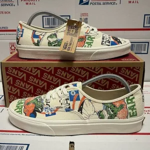 Vans Authentic Slip-On Eco Theory Positive Earth &amp; Nature Frog Print NWT Sneaker