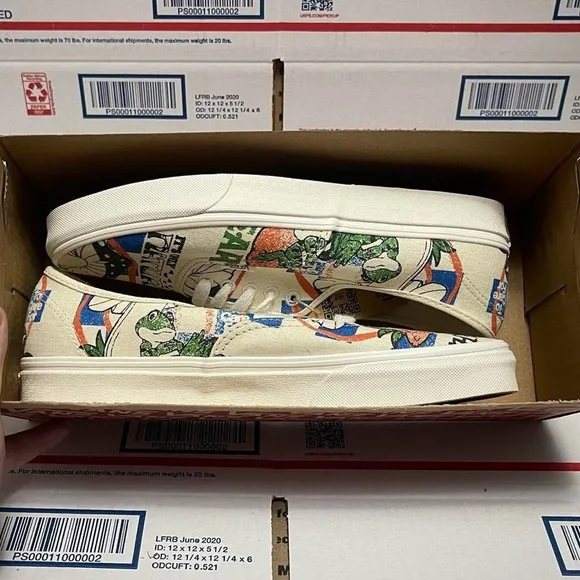 Vans Authentic Slip-On Eco Theory Positive Earth &amp; Nature Frog Print NWT Sneaker