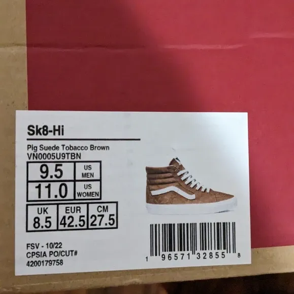 VANS SK8-HI PIG SUEDE ECO DRY SKATE SNEAKERS MENS 9.5 WOMENS 11 NWT ❤️