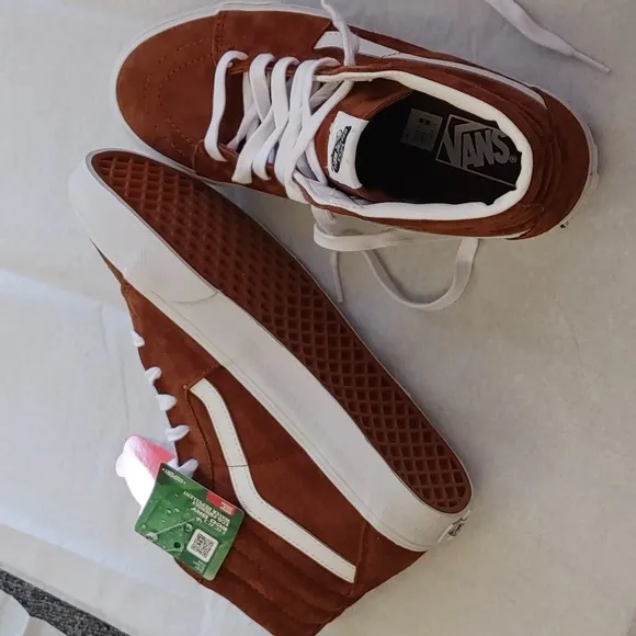 Vans Sk8-Hi Pig Suede Tortoise Shell Brown Sneakers NEW