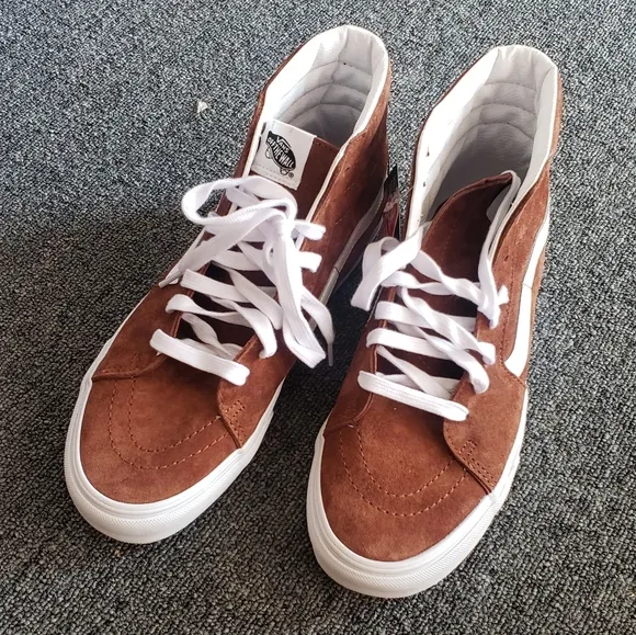 Vans Sk8-Hi Pig Suede Tortoise Shell Brown Sneakers NEW