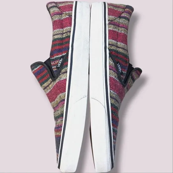 VANS Striped Canvas Slip On Skater Style Loafers size 42.5 Unisex