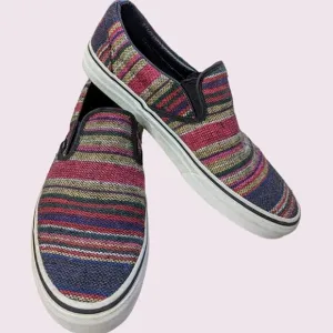 VANS Striped Canvas Slip On Skater Style Loafers size 42.5 Unisex