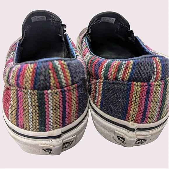 VANS Striped Canvas Slip On Skater Style Loafers size 42.5 Unisex