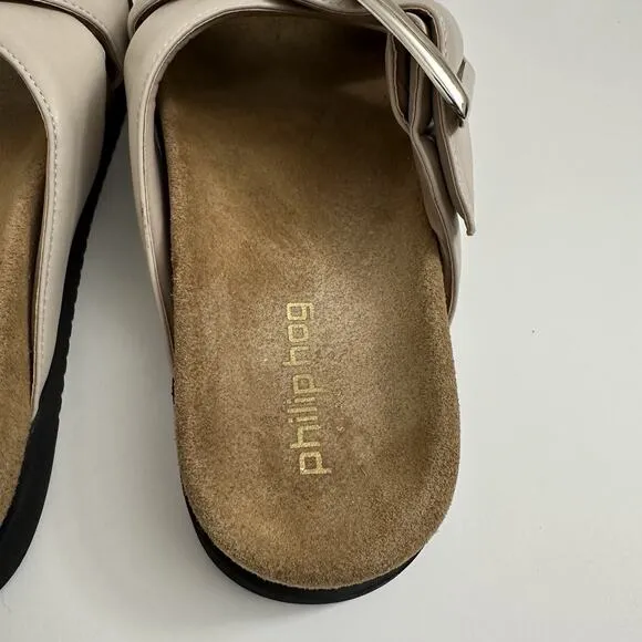 Vegan Cork Footbed Chunky Slides Sandals Womens 7 Euro 38 Beige Philip Hog