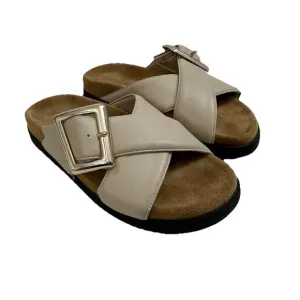 Vegan Cork Footbed Chunky Slides Sandals Womens 7 Euro 38 Beige Philip Hog