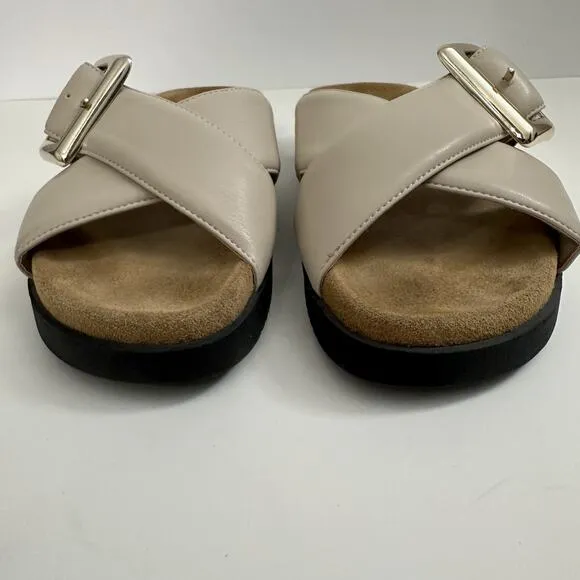 Vegan Cork Footbed Chunky Slides Sandals Womens 7 Euro 38 Beige Philip Hog