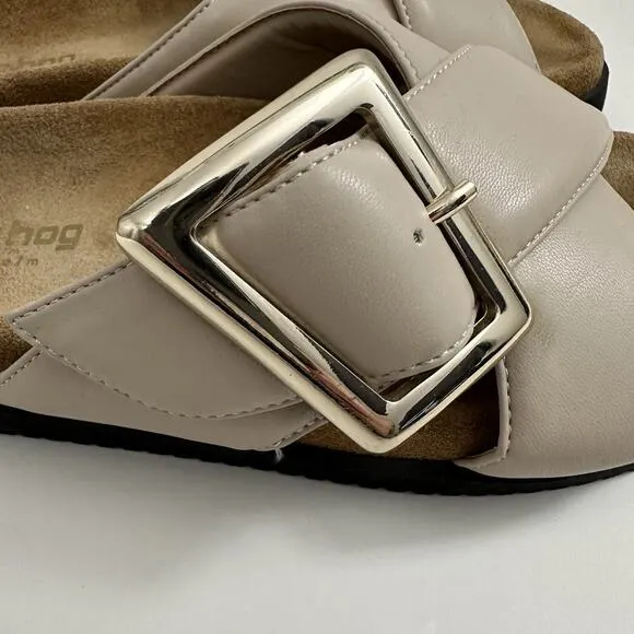 Vegan Cork Footbed Chunky Slides Sandals Womens 7 Euro 38 Beige Philip Hog