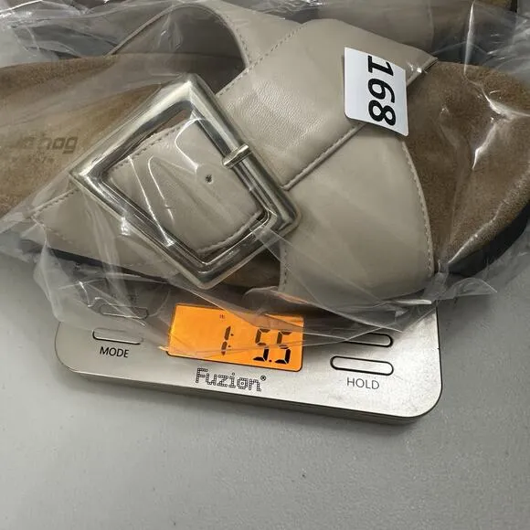 Vegan Cork Footbed Chunky Slides Sandals Womens 7 Euro 38 Beige Philip Hog