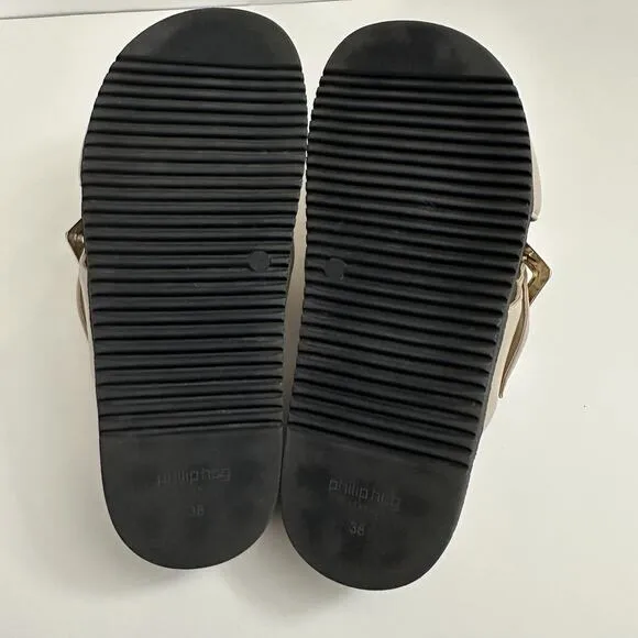 Vegan Cork Footbed Chunky Slides Sandals Womens 7 Euro 38 Beige Philip Hog