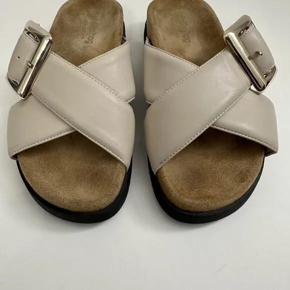 Vegan Cork Footbed Chunky Slides Sandals Womens 7 Euro 38 Beige Philip Hog