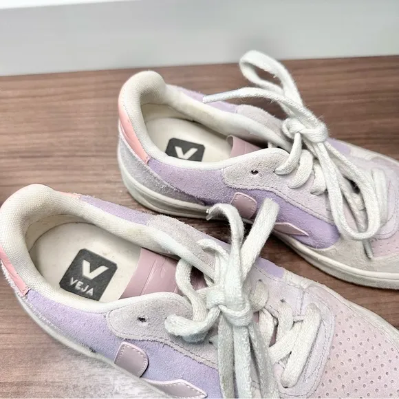 Veja V-10 Suede Colorblock Sneakers Multicolored Lavender Size 5