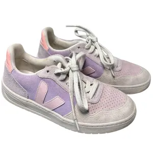 Veja V-10 Suede Colorblock Sneakers Multicolored Lavender Size 5