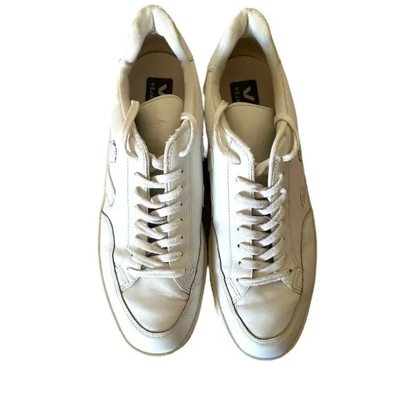 VEJA V-12 Leather Sneakers | Extra White/White Mens Size 11.5 Lace Up Trainers