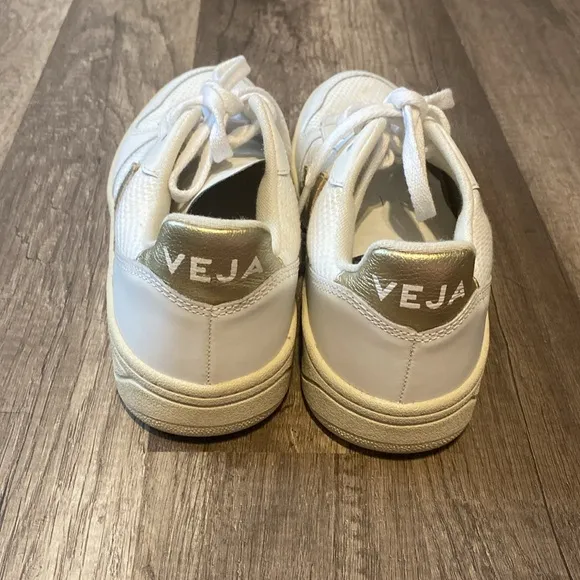 Veja White and Gold Sneakers