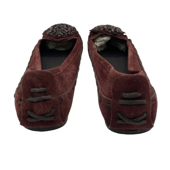 Vera Wang Rhinestone Embellished Suede Moccasin Flats Size 7.5