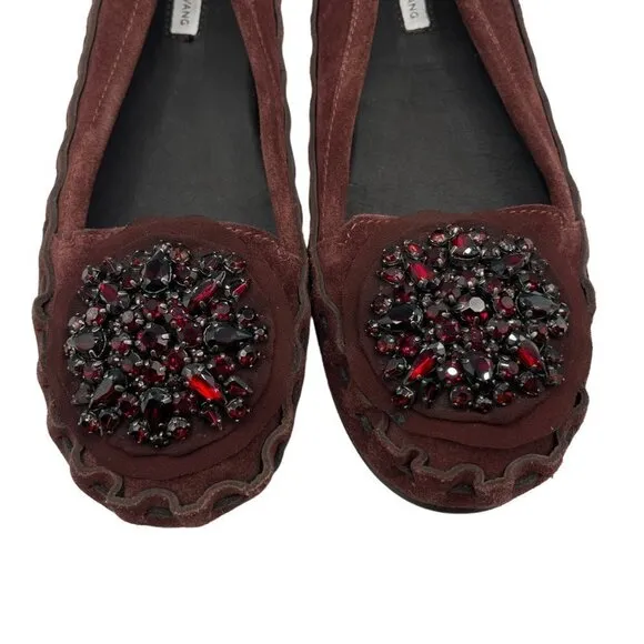 Vera Wang Rhinestone Embellished Suede Moccasin Flats Size 7.5