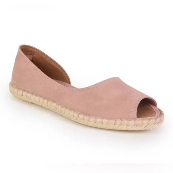 VERBENA ‘Cruz’ Suede d’Orsay Peep-Toe Espadrille Flats Women’s Size EU 37