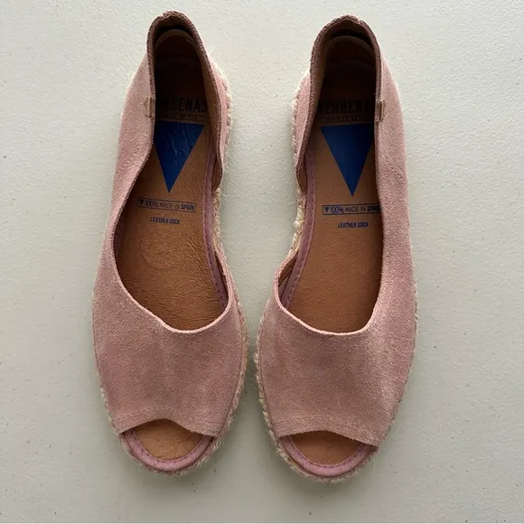 VERBENA ‘Cruz’ Suede d’Orsay Peep-Toe Espadrille Flats Women’s Size EU 37