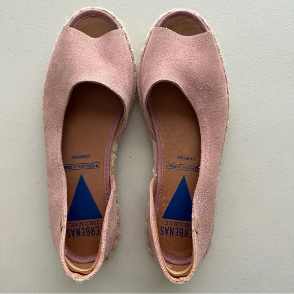 VERBENA ‘Cruz’ Suede d’Orsay Peep-Toe Espadrille Flats Women’s Size EU 37