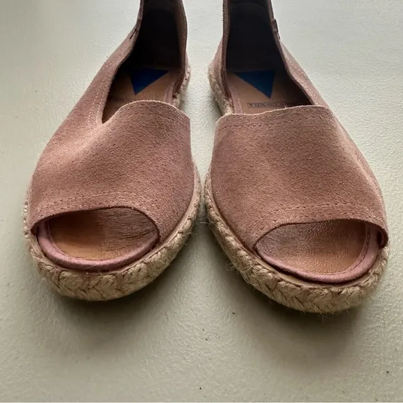 VERBENA ‘Cruz’ Suede d’Orsay Peep-Toe Espadrille Flats Women’s Size EU 37