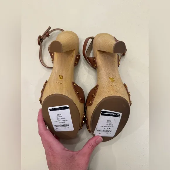 Veronica Beard Brown Leather Cross-Over Sandals