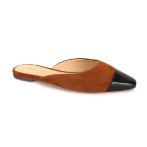 Veronica Beard Carlotta Suede Flats NEW Leather Cap Toe Caramel Black Size 6.5
