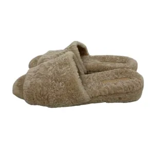 Veronica Beard Desiree Fur Slides Size 10 Womens Light Tan Lamb Fur Soft