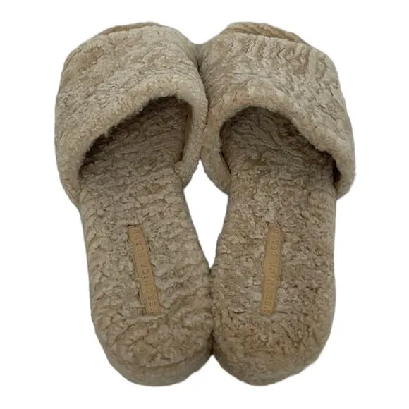 Veronica Beard Desiree Fur Slides Size 10 Womens Light Tan Lamb Fur Soft